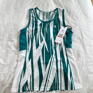 Fila Graphic Green and White Fitted Tank Top